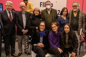 En la presentación de la Audioteca estuvo presente el Rector Carlos Sánchez, Liliana Álvarez, Jaime Pinzón López y reconocidos poetas que participan en el proyecto.